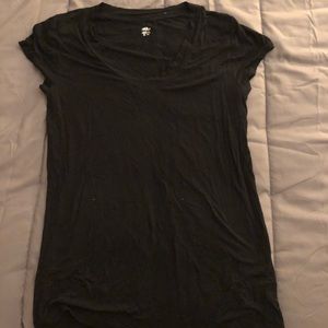 Black shirt sleeve v neck